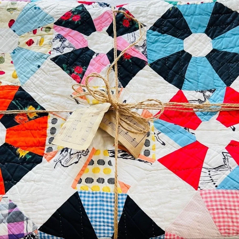 72”x80” Gorgeous Vintage Octagon Quit Handmade and Hand Stitched.